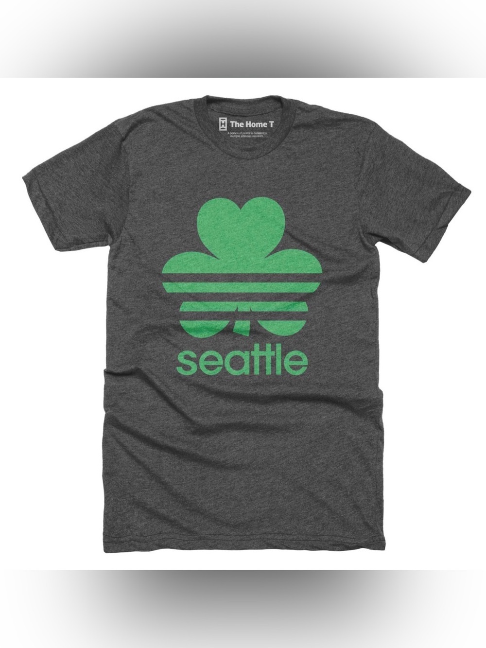The Home T Seattle Clover St Patrick’s Day Graphic Tee, Grey, Size XXL